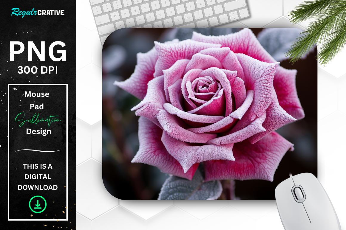 Beautiful Frost Magenta Rose Mouse Pad