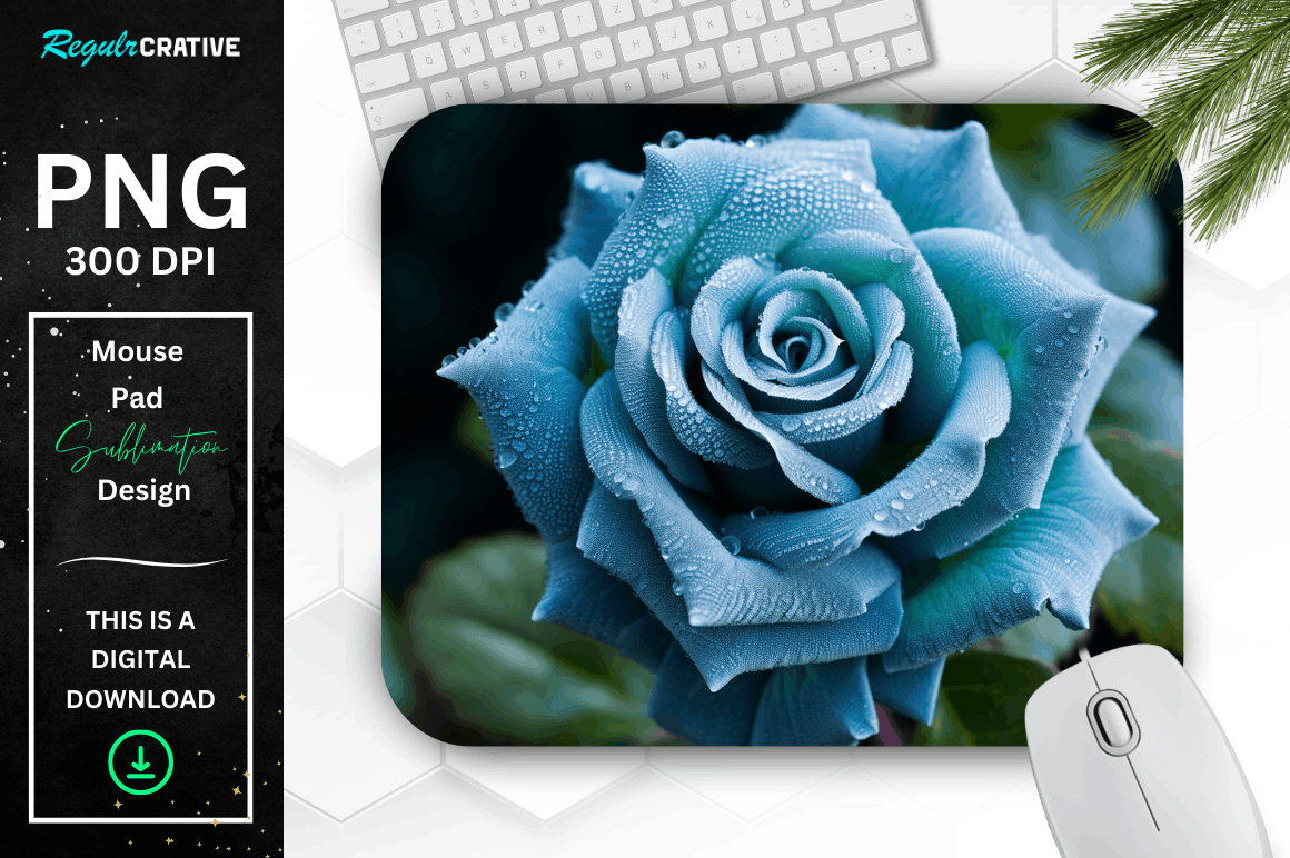 Beautiful Frost Blue Rose Mouse Pad Bundle