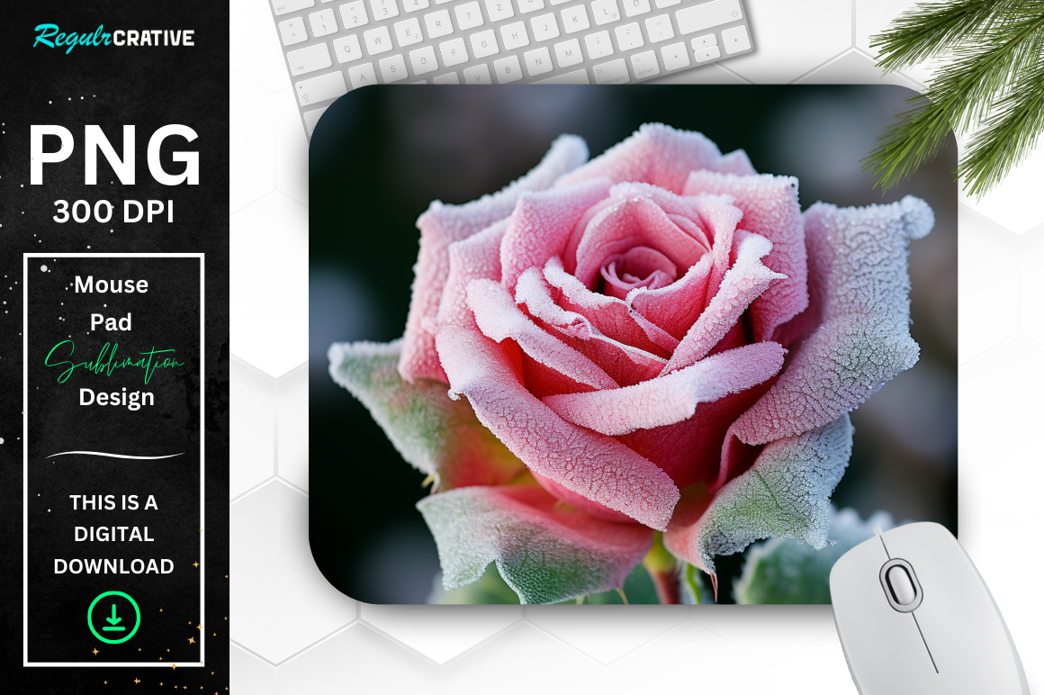 Beautiful Frost Pink Rose Mouse Pad