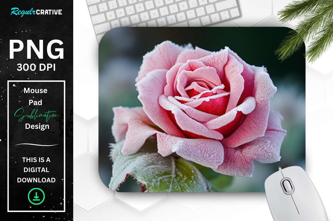 Beautiful Frost Pink Rose Mouse Pad
