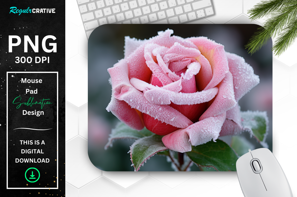 Beautiful Frost Pink Rose Mouse Pad