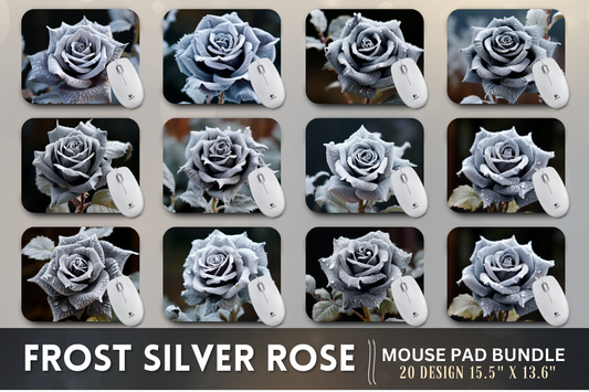 Beautiful Frost Silver Rose Mouse Pad