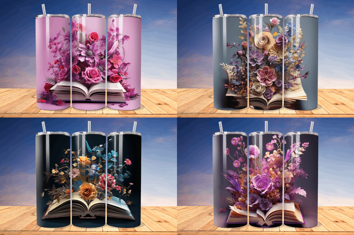 3D Book with Flower Tumbler Bundle