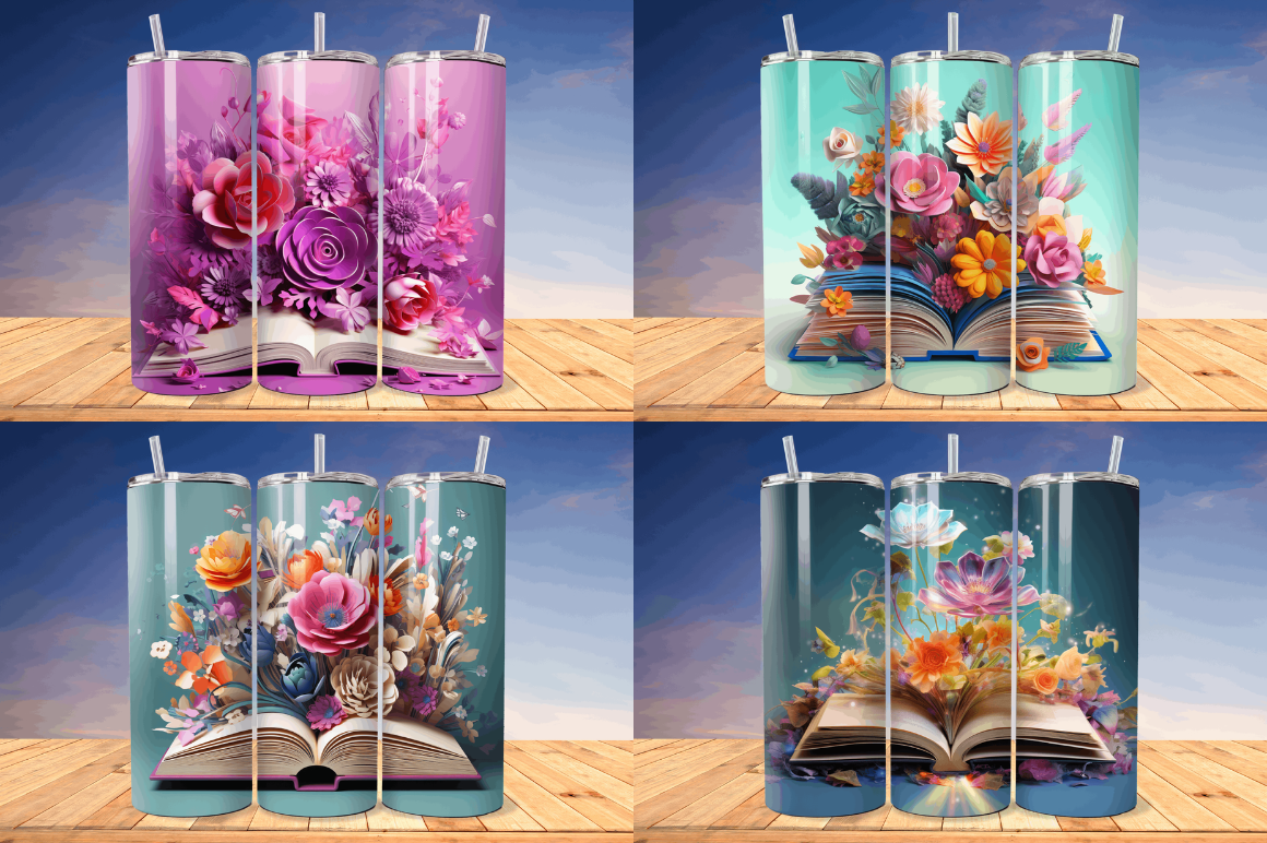 3D Book with Flower Tumbler Bundle
