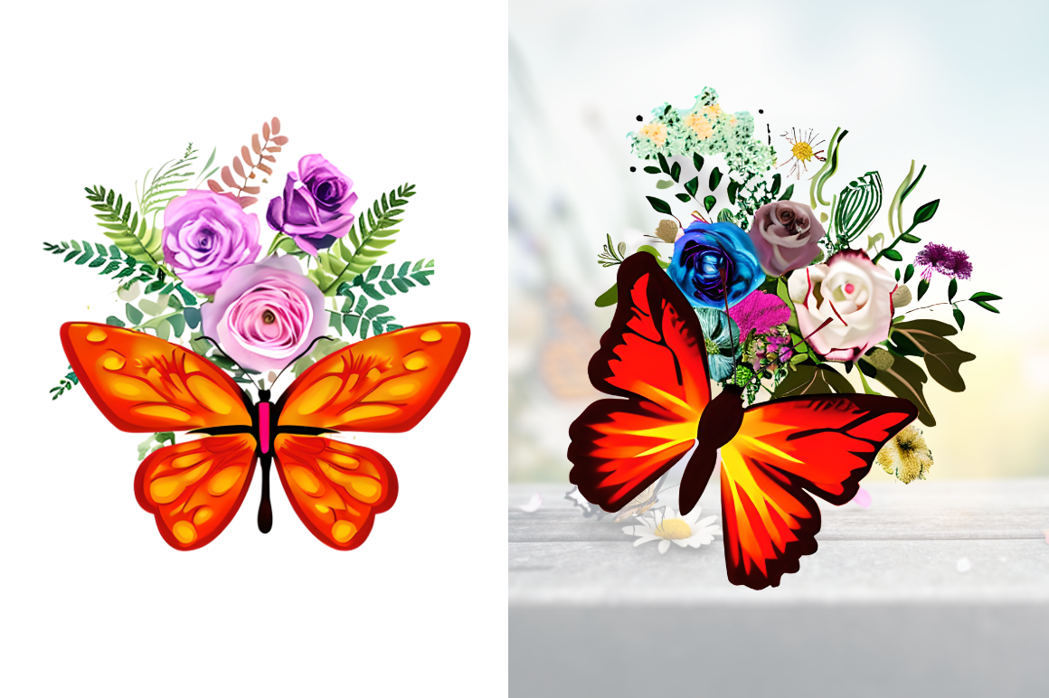 Watercolor Groovy Butterflies Floral  Sublimation Bundle