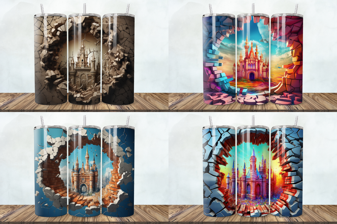 3D Castle Cracked Holebricks Tumbler Bundle