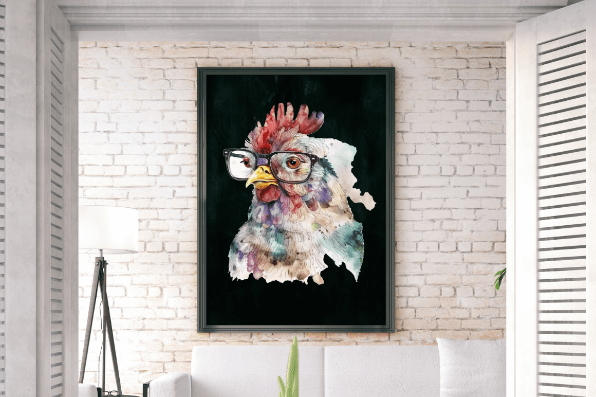 Watercolor Funny Chicken Clipart PNG Bundle
