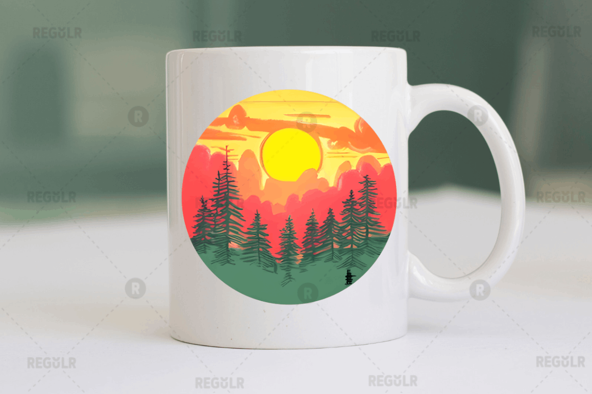 Forest Sunset Sky inspired Sublimation Circles Background bundle