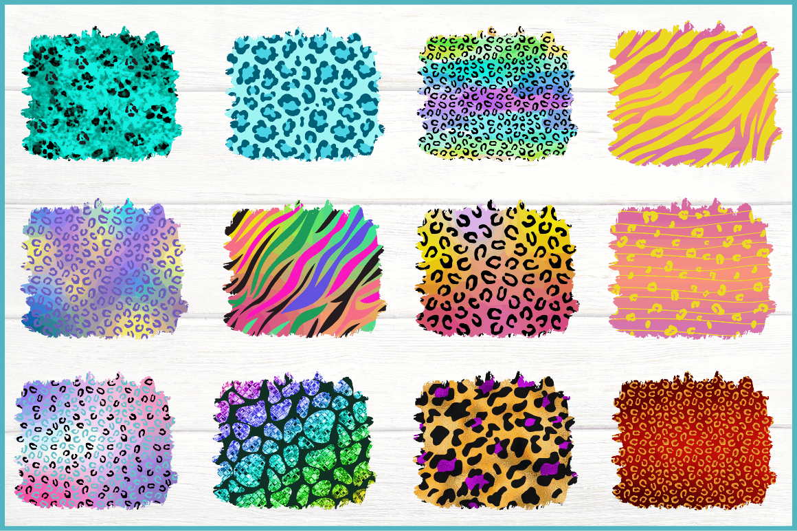Colorful Animal Print Sublimation Background PNG Bundle