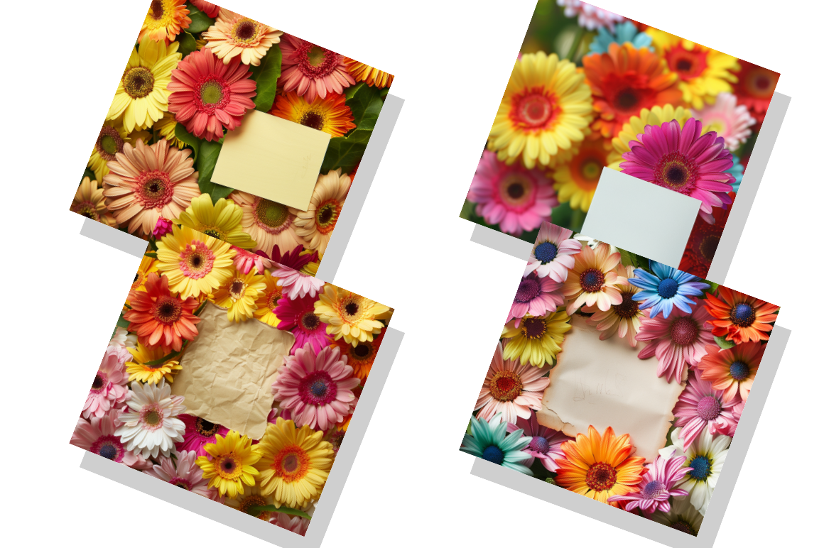 Colorful Flowers with a Note for Message Digital Papers Bundle