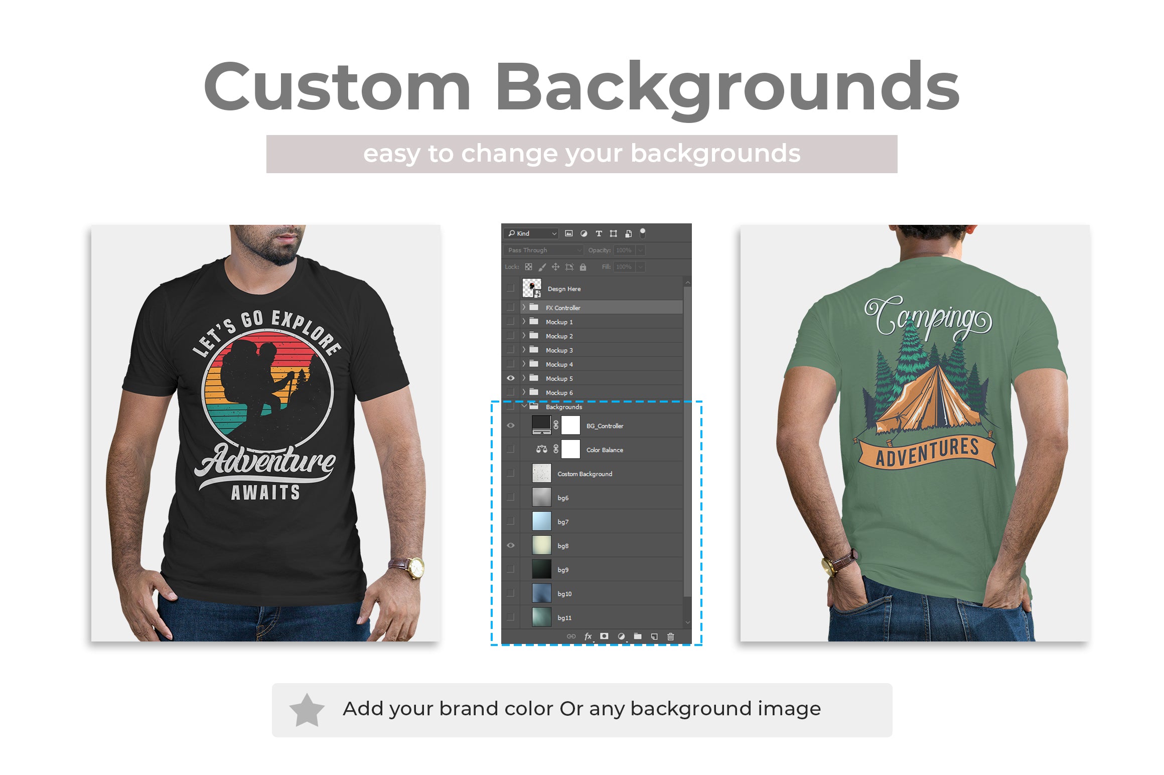 5 Editable Men's Crew Neck T-Shirt Mock-Ups Bundle – Realistic & Stylish Mock-Up Pack