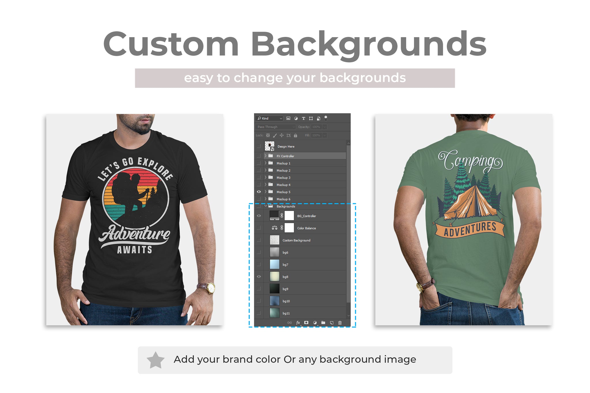 5 Editable Men's Crew Neck T-Shirt Mock-Ups Bundle – Realistic & Stylish Mock-Up Pack