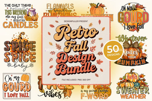 Retro Fall Design Bundle  - 50 Designs