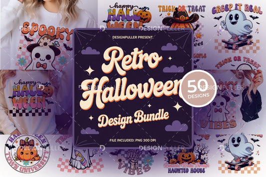Retro Halloween Design Bundle - 50 Designs