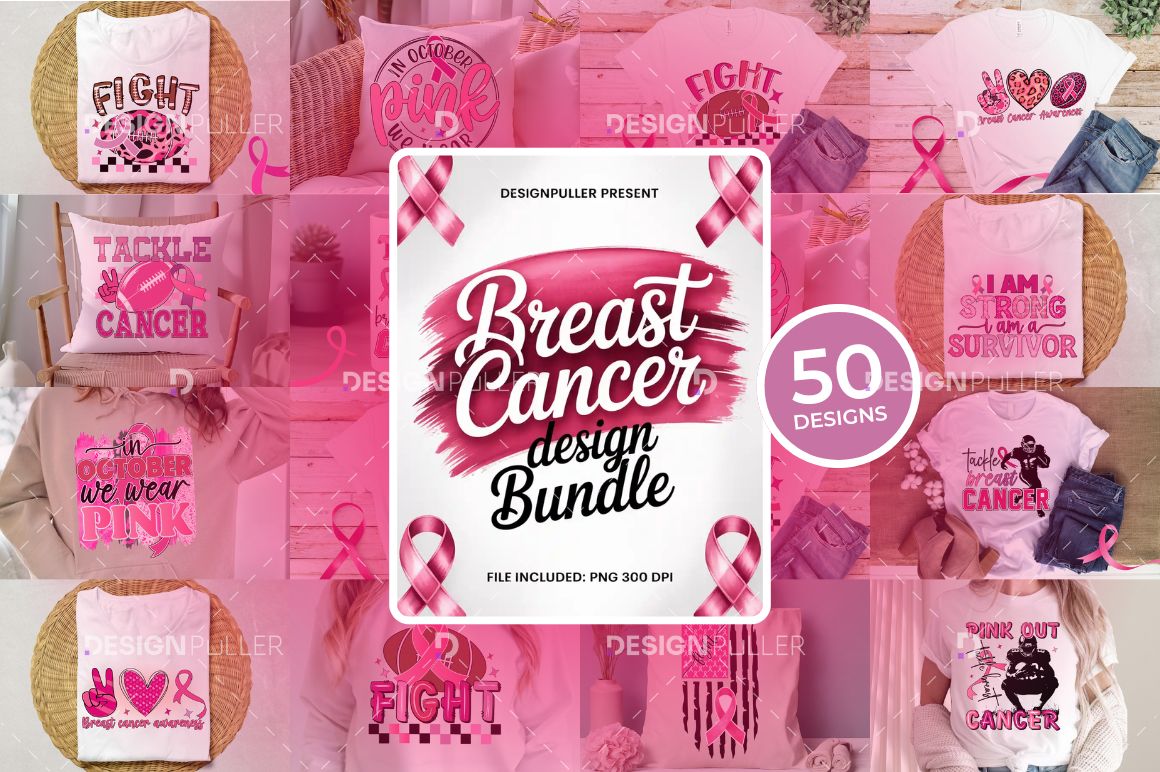 Breast Cancer Design Bundle - 50 Designs