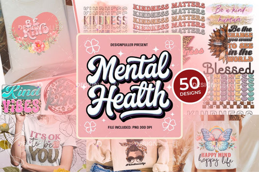 Mental Health Retro Design Bundle - 50 Designs