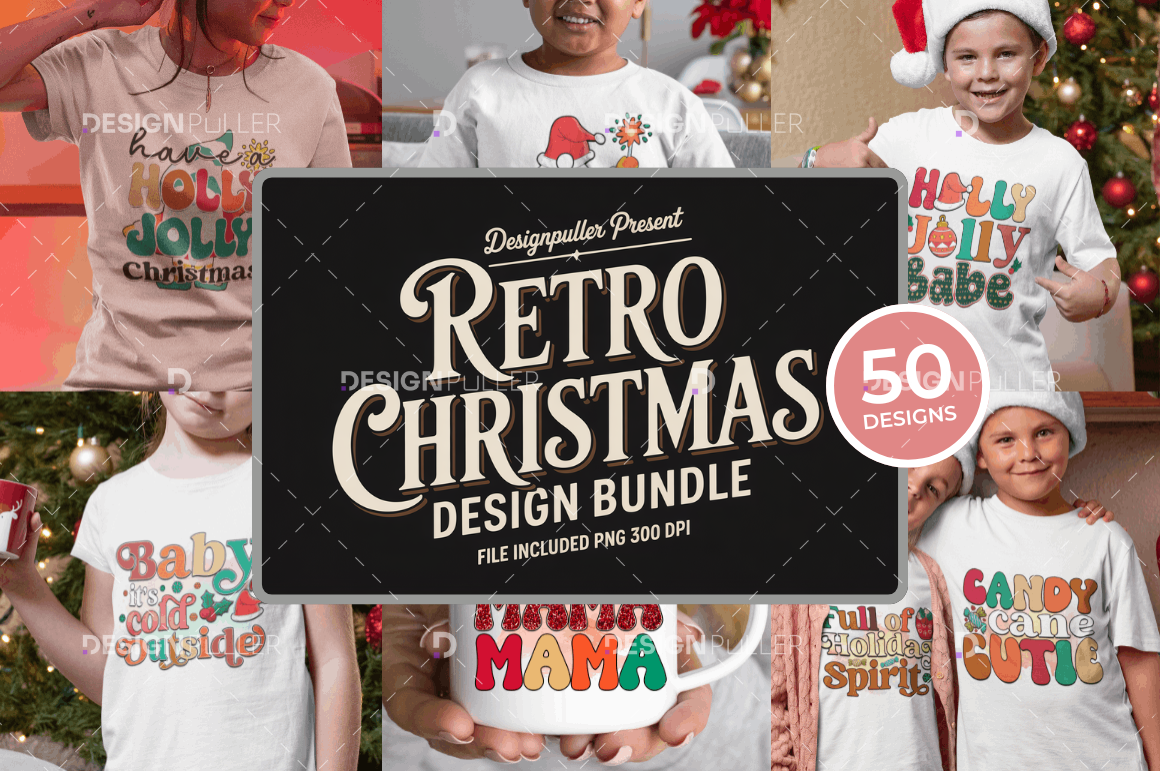 Retro Christmas Design Bundle - 50 Designs