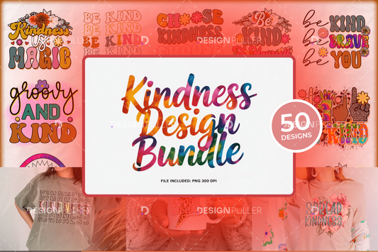 Kindness Retro Design Bundle - 50 Designs