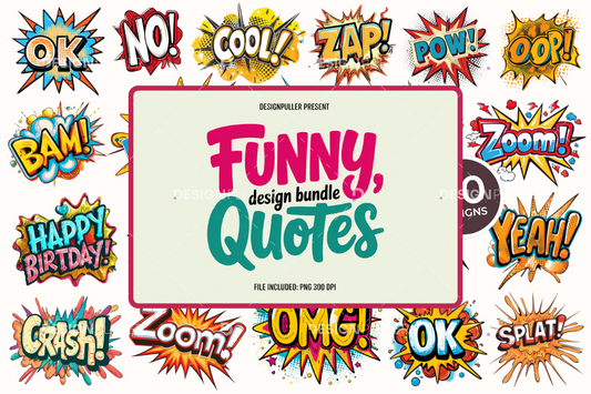 Funny Quotes Design Bundle - 50 Designs
