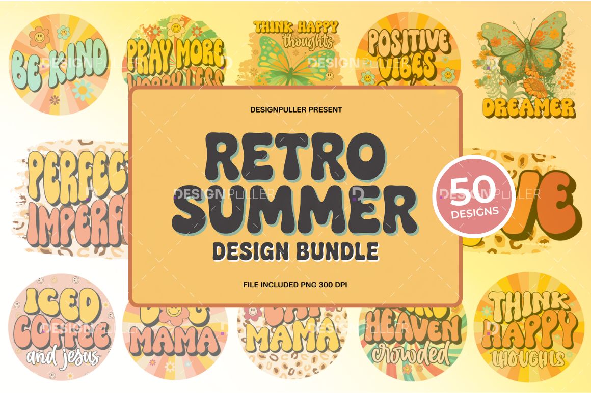 Retro Groovy Design Bundle - 50 Designs