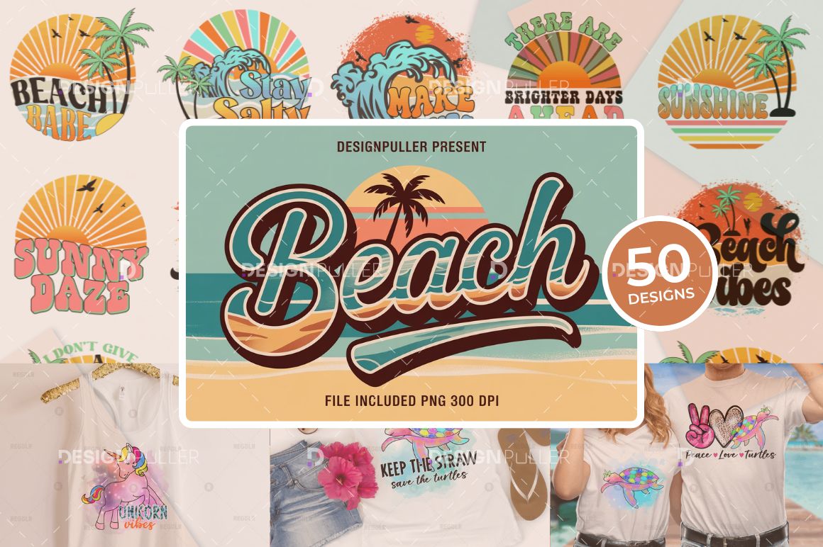 Retro Beach Design Bundle - 50 Designs
