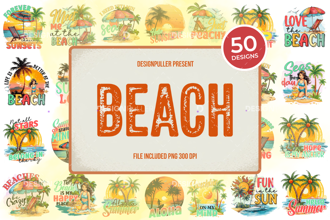 Vintage Beach Design Bundle - 50 Designs
