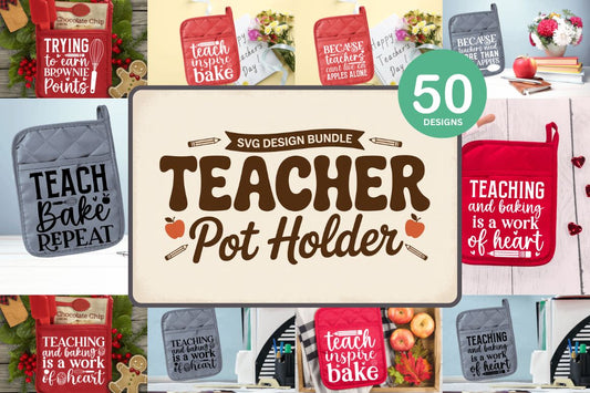 Teacher Pot Holder Design Bundle - 50 Designs