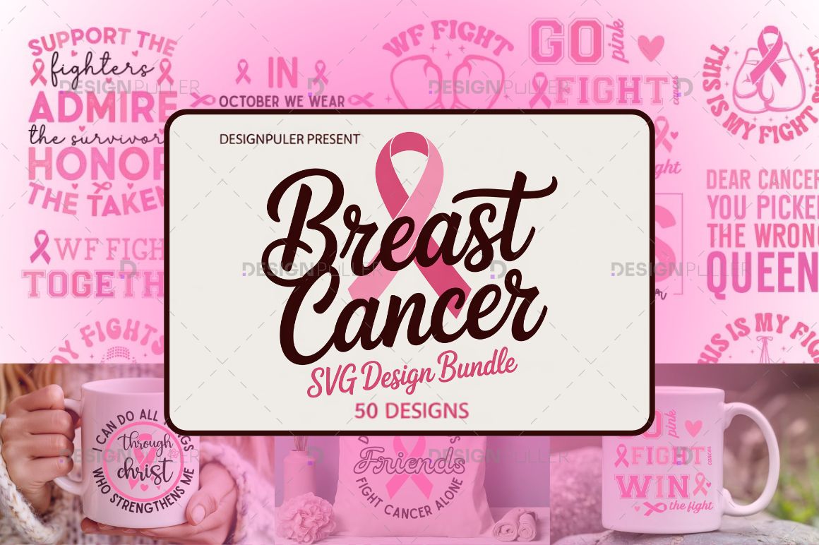 Breast Cancer Awareness Design Bundle - 50 Designs