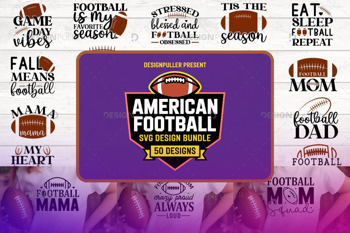 Football SVG Bundle 50 Game Day, Mom & Dad Designs for Cricut