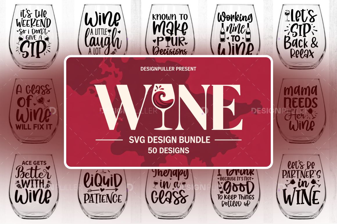 Wine Glass Design Bundle - 50 Designs
