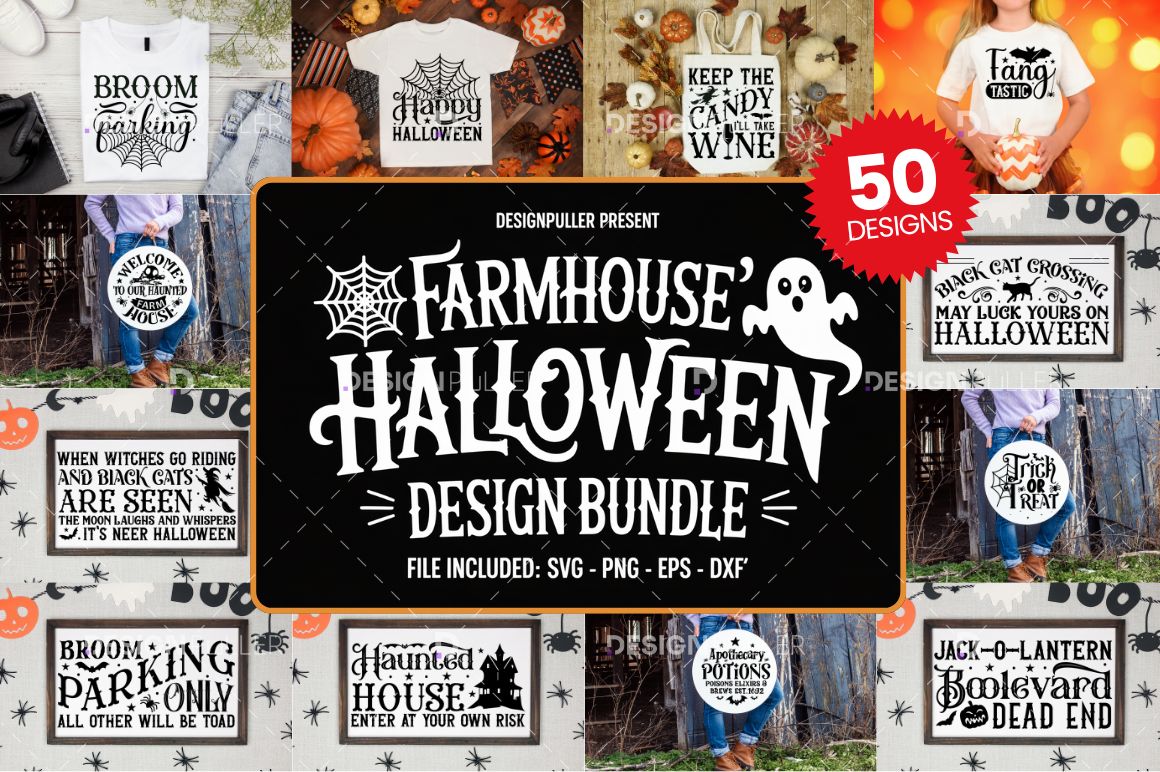 Farmhouse Halloween Design Bundle - 50 Designs