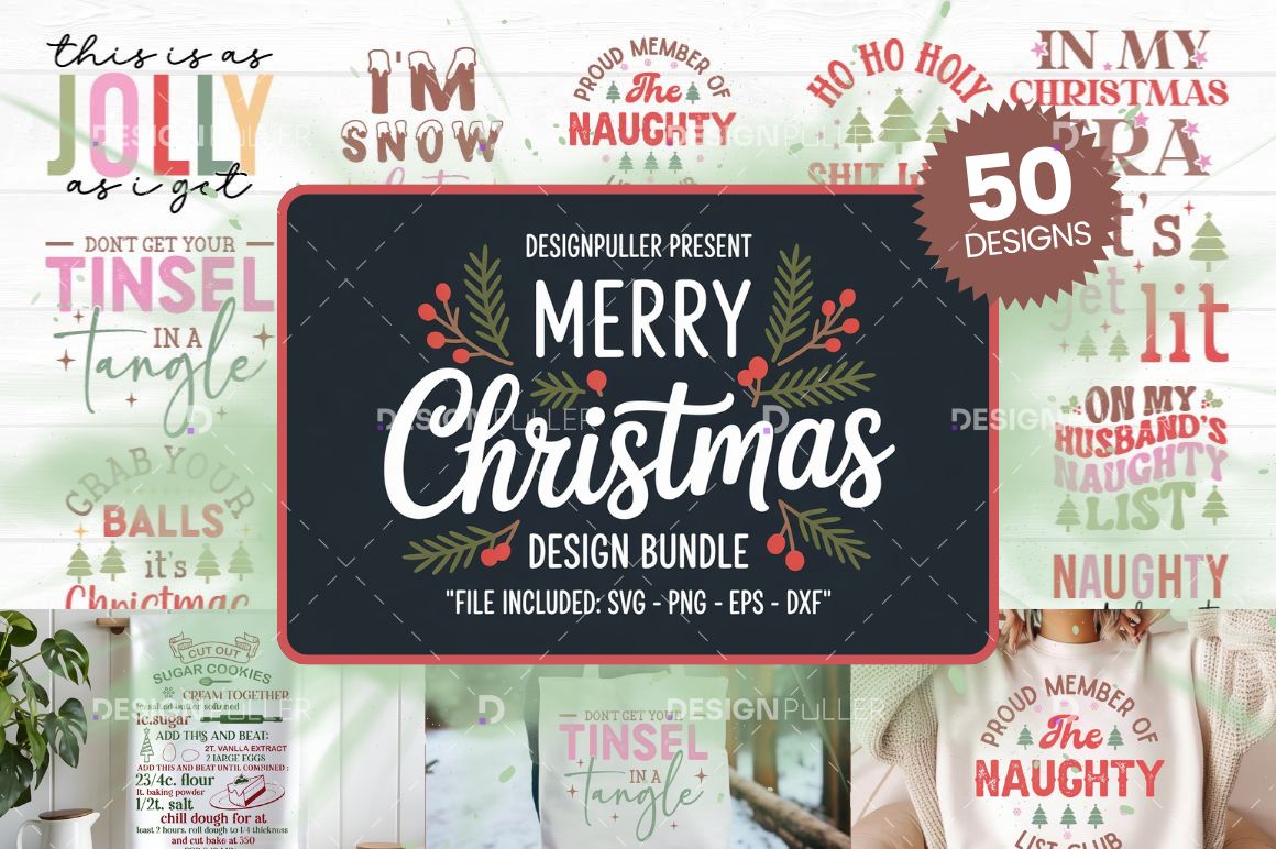 Funny Christmas Design Bundle - 50 Designs