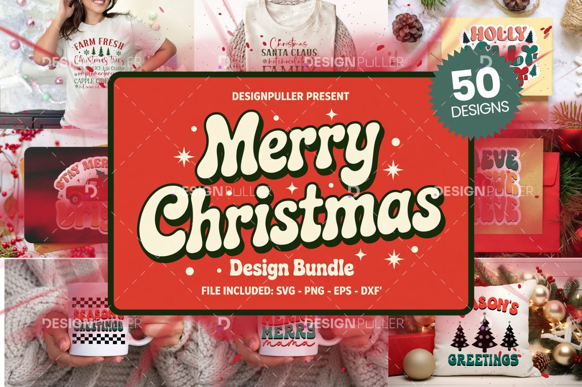 Retro Christmas Design Bundle - 50 Designs