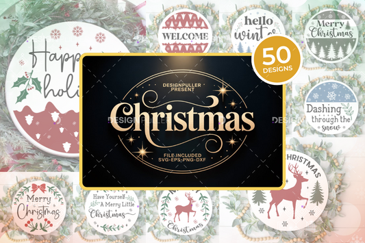 Christmas Round Sign Design Bundle - 50 Designs