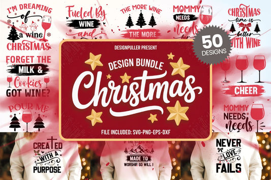 Christmas Wine & Faith Design Bundle - 50 Designs