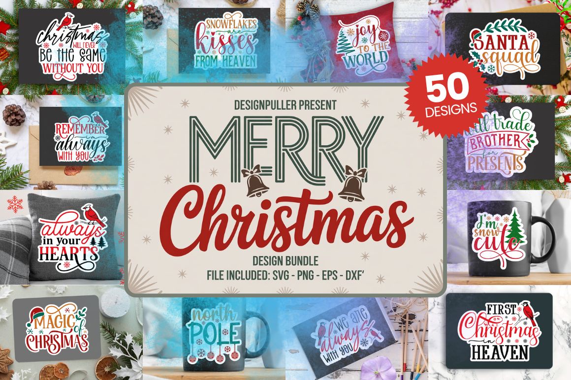 Christmas Memorial & Holiday Design Bundle - 50 Designs