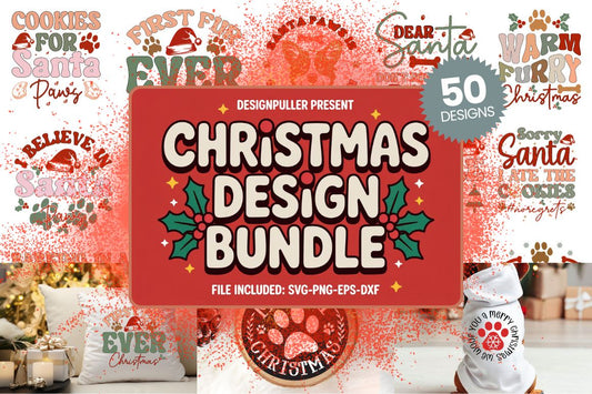 Retro Pet Christmas Design Bundle - 50 Designs