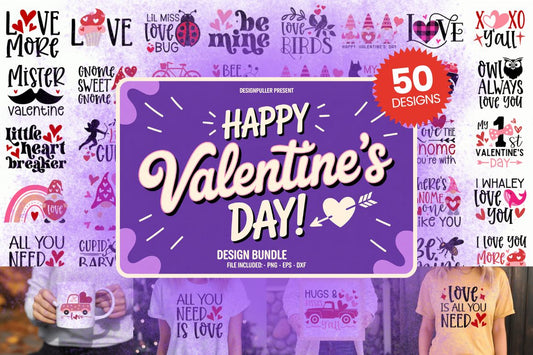 Cute Valentine's Day Design Bundle - 50 Designs