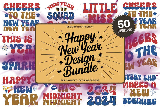 Retro New Year Design Bundle - 50 Designs