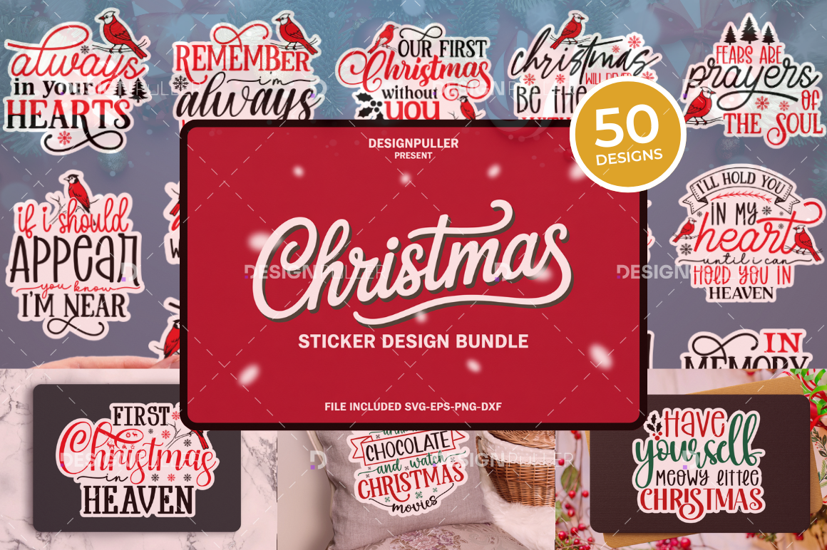 Christmas Sticker Design Bundle - 50 Designs
