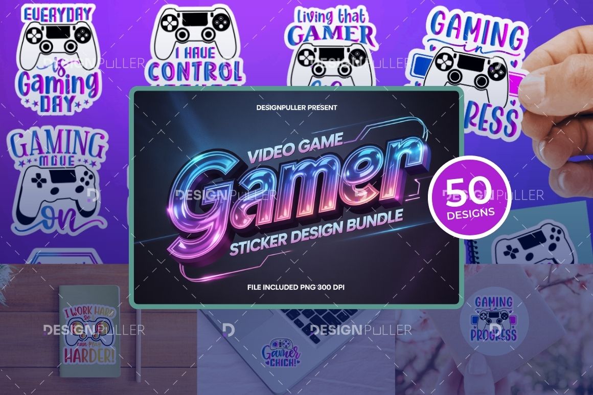 Gamer Sticker Design Bundle - 50 Designs