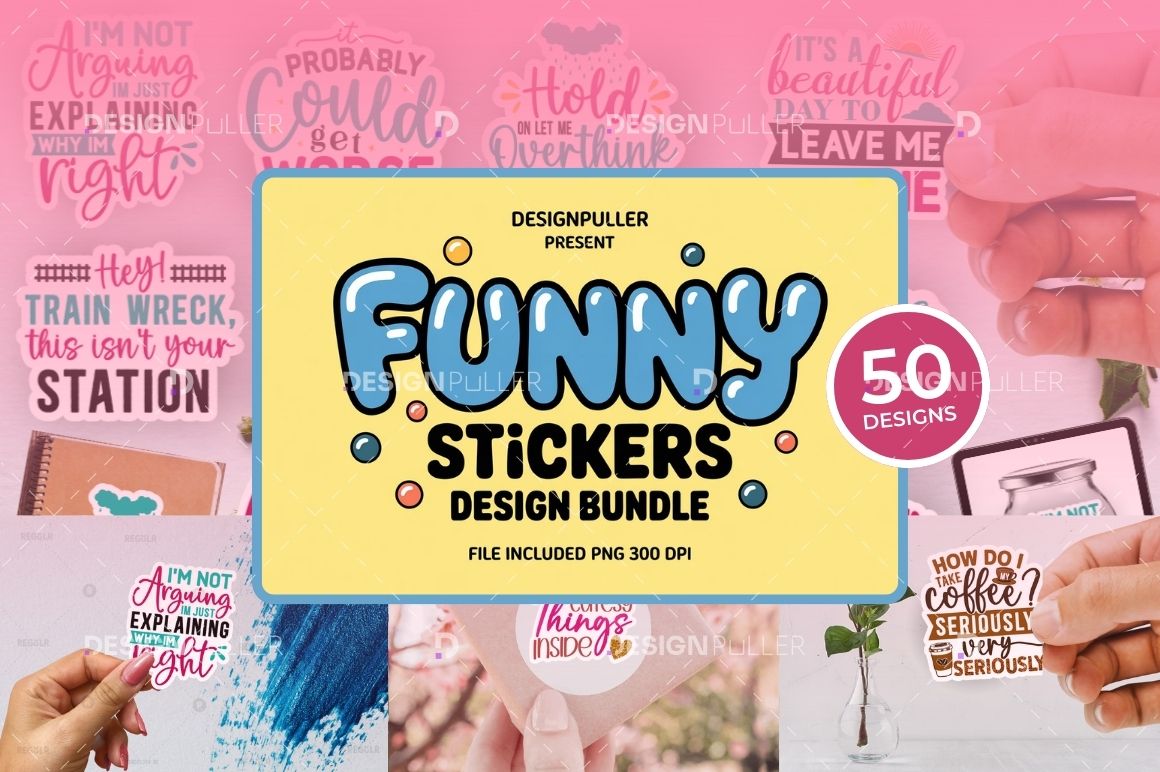 Funny Sticker Design Bundle - 50 Designs