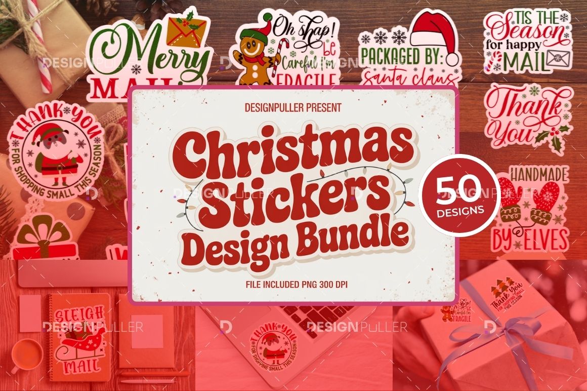 Christmas Sticker Design Bundle - 50 Designs