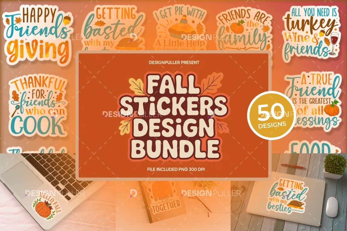 Fall Sticker Design Bundle - 50 Designs