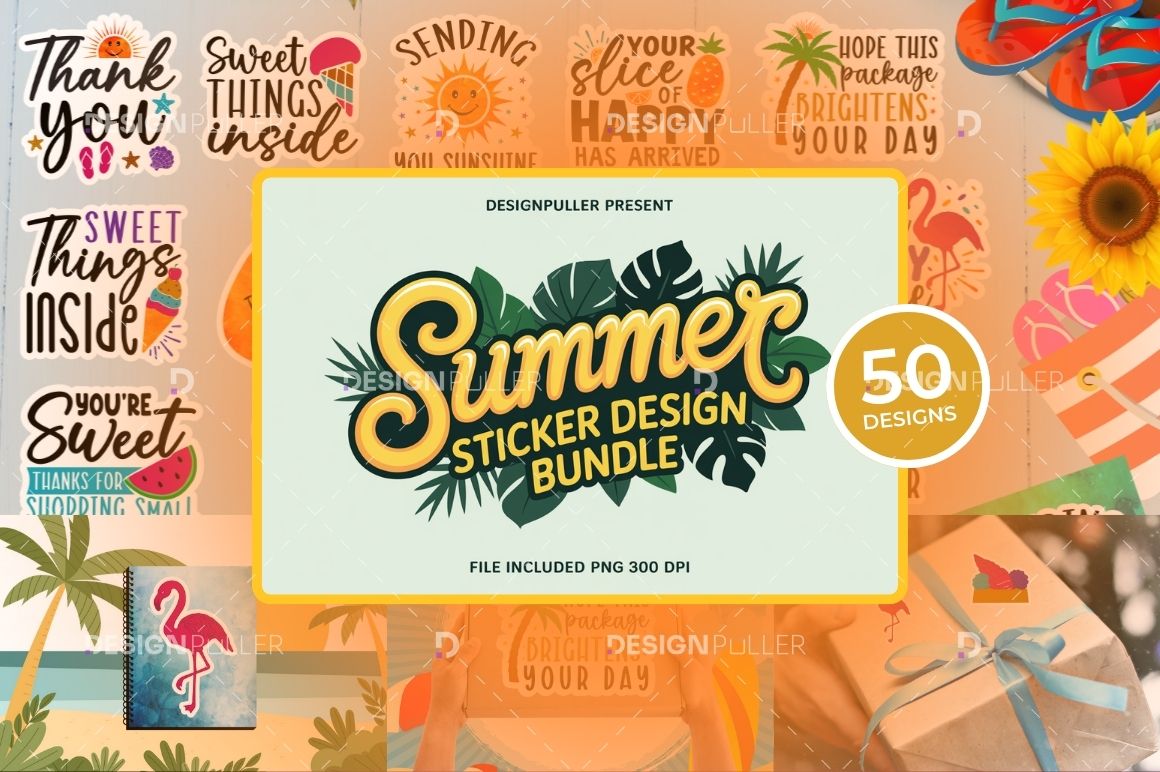 Summer Packaging Sticker Design Bundle - 50 Designs