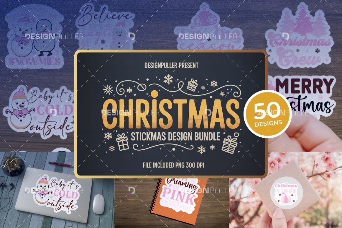 Christmas Sticker Design Bundle - 50 Designs