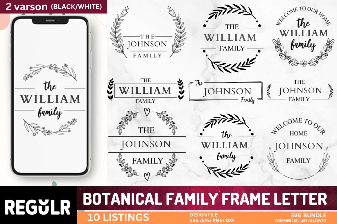 Botanical Family Frame  SVG Bundle