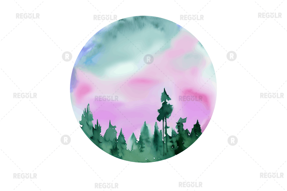 Forest Sunset Sky inspired Sublimation Circles Background bundle