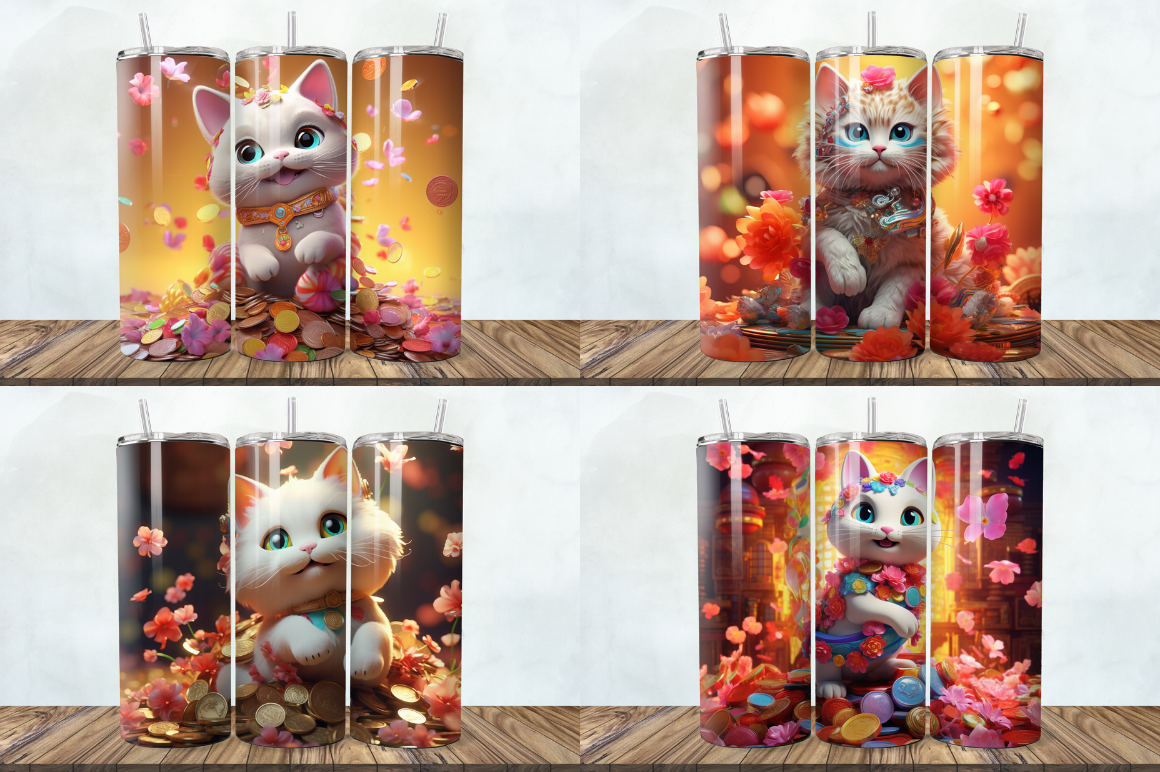 3D Fortune Cat Tumbler Bundle