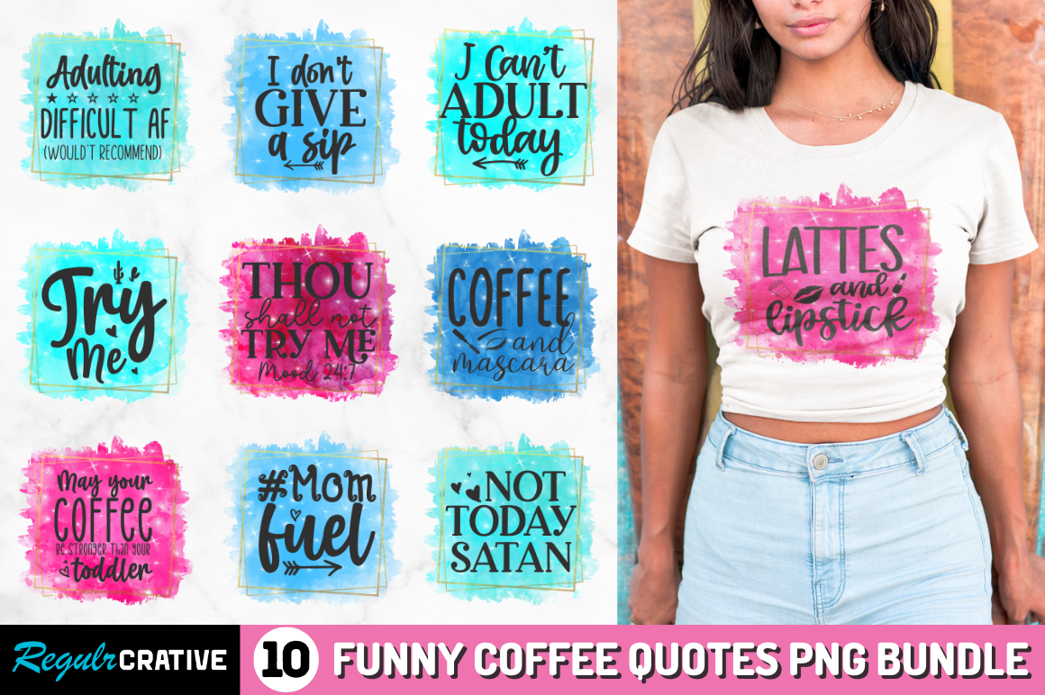 Funny coffee Quotes Sublimation Bundle
